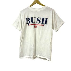 Vintage Y2K Size Medium President Bush White Blue Red Graphic Tee Shirt Classic